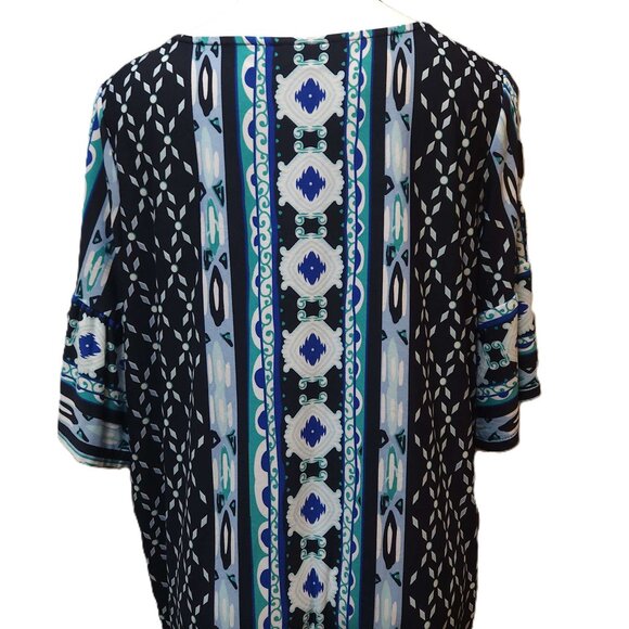 Kim Rogers Curvy dress Women's 1X mid-length Blue green black white design fall - Picture 11 of 13